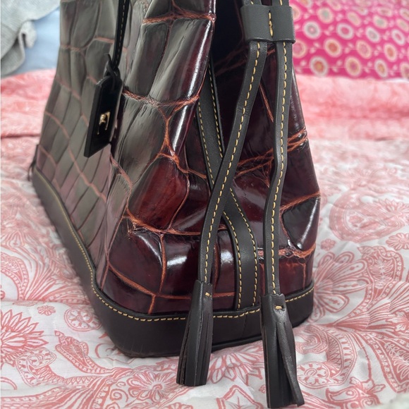 Dooney & Bourke Burgundy Croc-Embossed Shoulder Bag Set - Picture 14 of 16